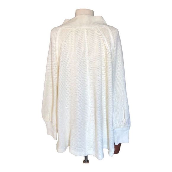 Free People Women's Ivory Knitted Mock Neck Pullover She's a Keeper Top Size XS - Picture 5 of 9